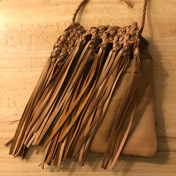 BRAIDED TASSLE LEATHER PURSE HANDMADE BAG WOVEN MADE IN MOROCCO WESTERN - Picture 6 of 14